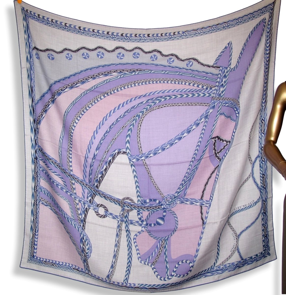 Hermes [S01] 2018 Gris Chiné/Mauve ROBE DU SOIR by Florence Manlik Cashmere Shawl 140, NWTIB! - poupishop