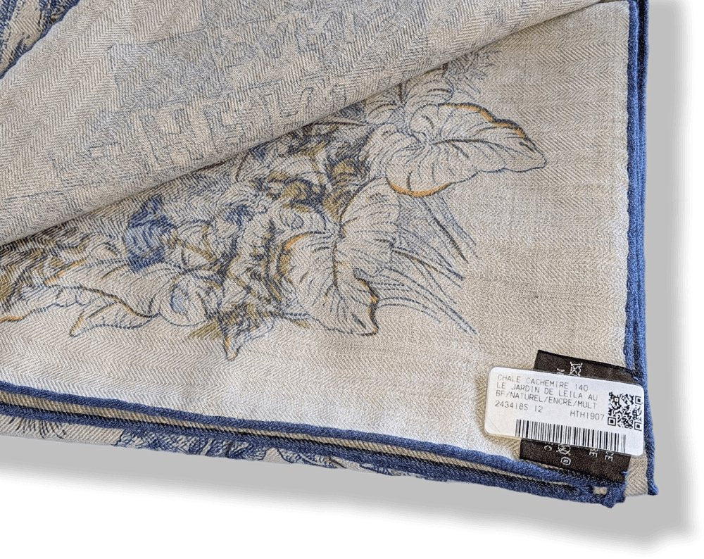 Hermes [S05] 2019 Natural Ink Multi LE JARDIN DE LEILA AU BLOC Cashmere Shawl 140, BNWTIB! - poupishop