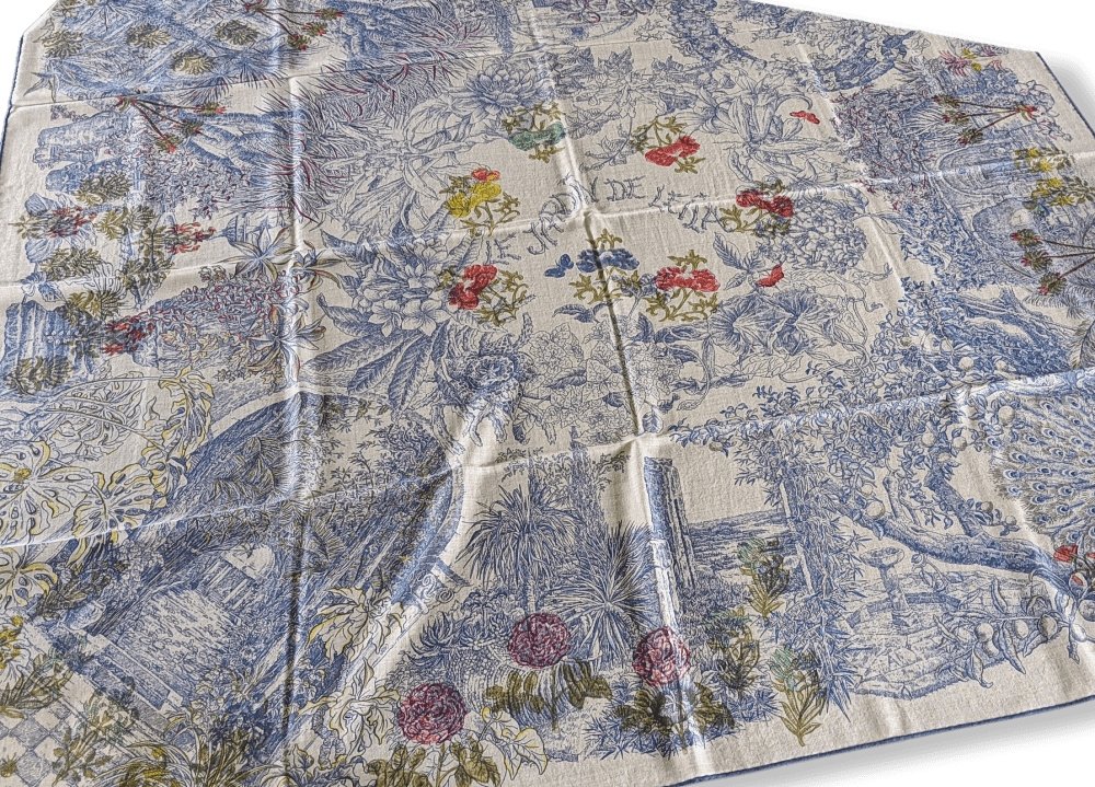 Hermes [S05] 2019 Natural Ink Multi LE JARDIN DE LEILA AU BLOC Cashmere Shawl 140, BNWTIB! - poupishop
