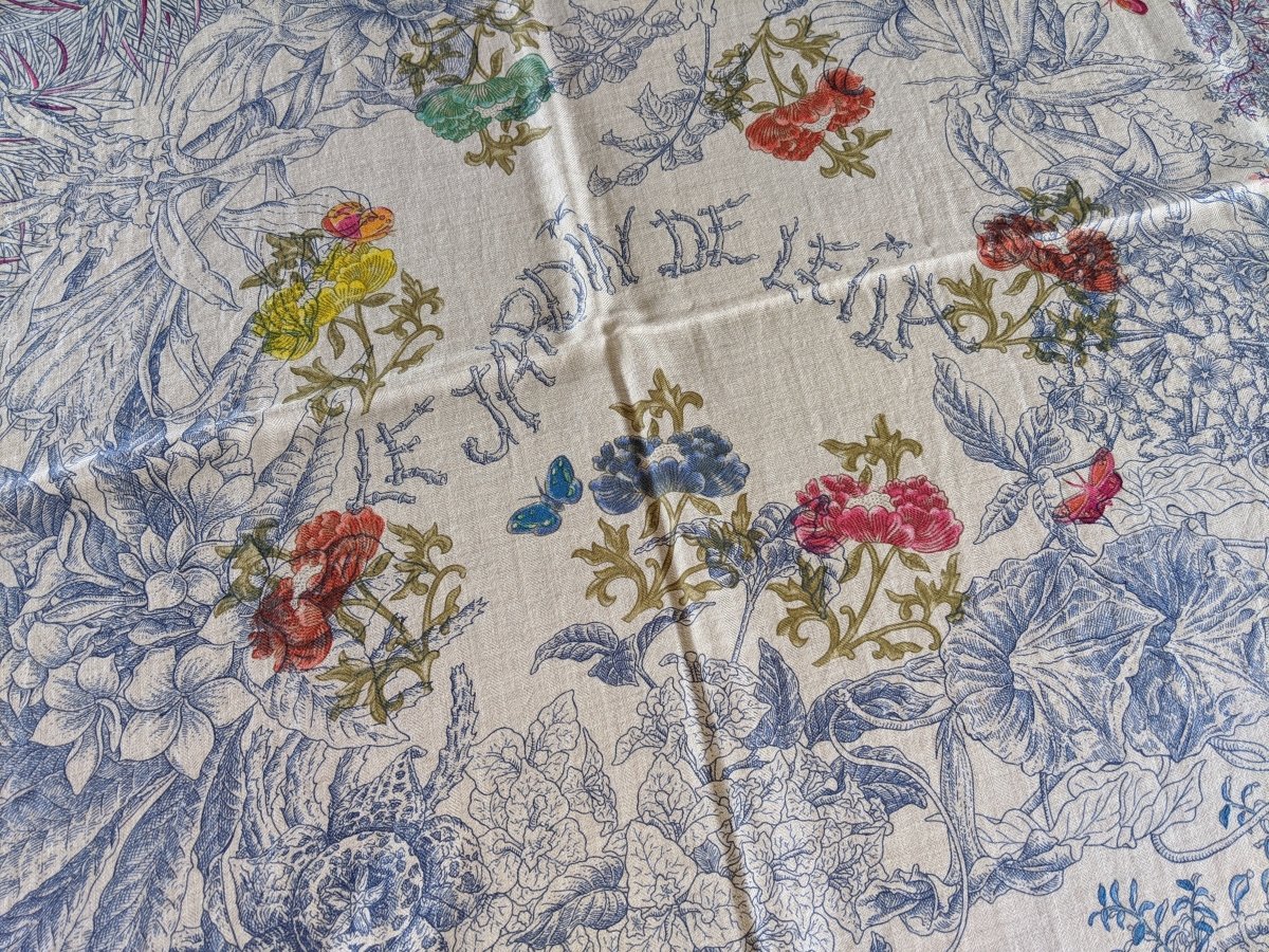 Hermes [S05] 2019 Natural Ink Multi LE JARDIN DE LEILA AU BLOC Cashmere Shawl 140, BNWTIB! - poupishop