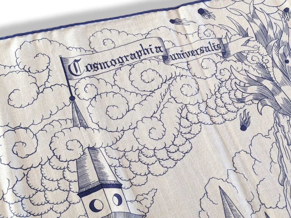 Hermes [S07] Blanc/Encre COSMOGRAPHIA UNIVERSALIS by Jan Bajtlik Cashmere Shawl 140, BNWTIB! - poupishop