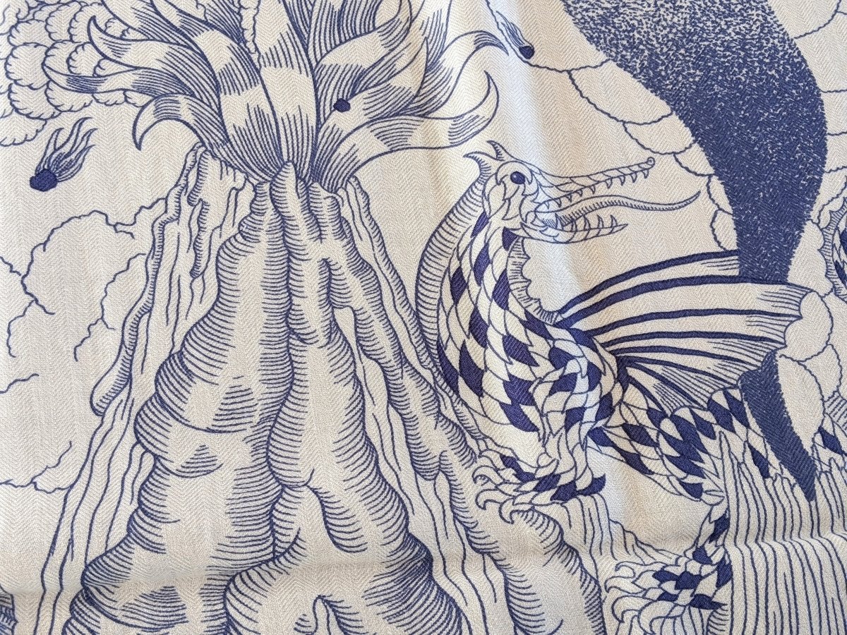 Hermes [S07] Blanc/Encre COSMOGRAPHIA UNIVERSALIS by Jan Bajtlik Cashmere Shawl 140, BNWTIB! - poupishop