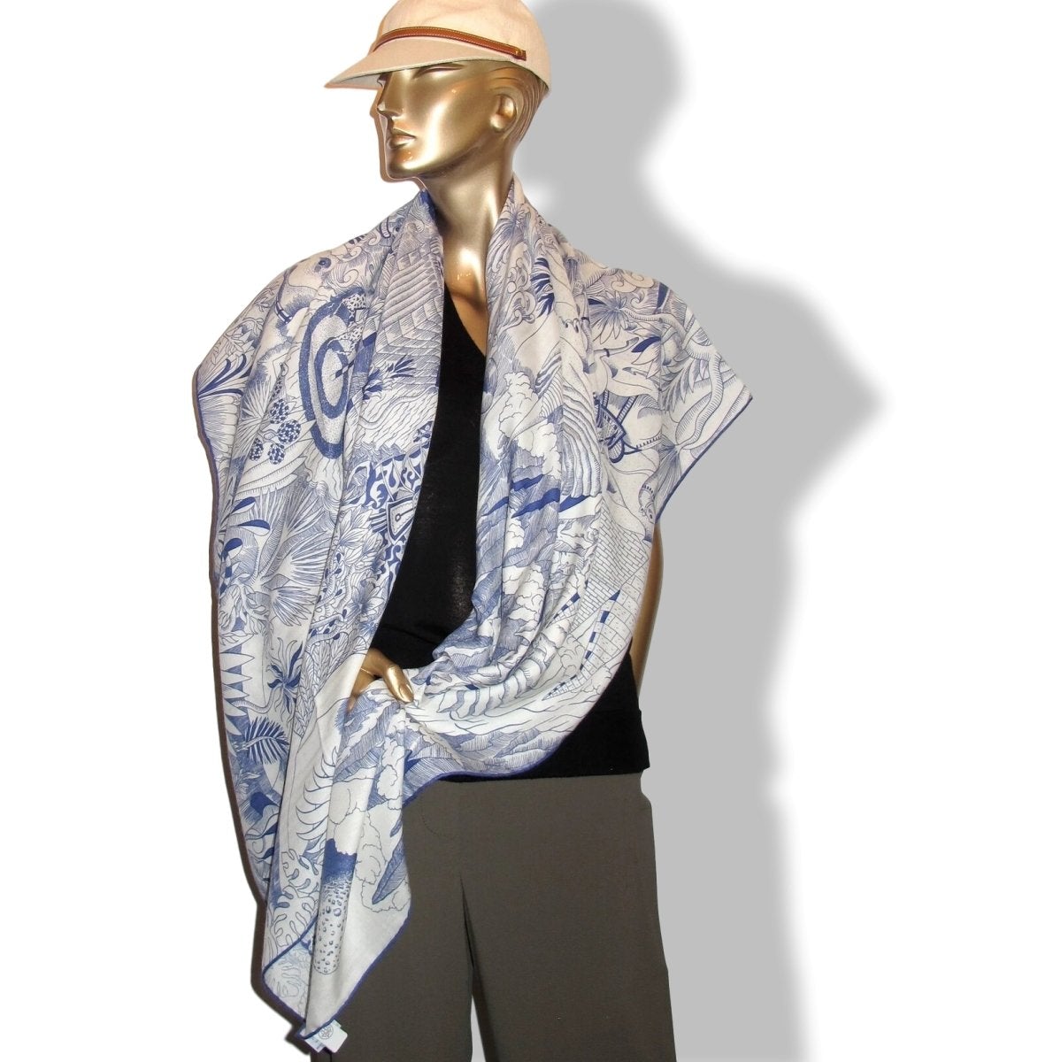 Hermes [S07] Blanc/Encre COSMOGRAPHIA UNIVERSALIS by Jan Bajtlik Cashmere Shawl 140, BNWTIB! - poupishop