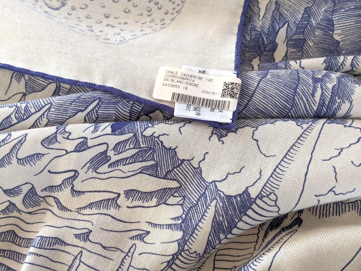 Hermes [S07] Blanc/Encre COSMOGRAPHIA UNIVERSALIS by Jan Bajtlik Cashmere Shawl 140, BNWTIB! - poupishop