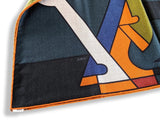 Hermes [S10] 2019 Orange Gris King Blue BRAZILIAN HORSES by Anne-Margaux Ramstein Cashmere Shawl 140, NWTIB! - poupishop