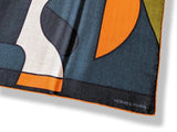 Hermes [S10] 2019 Orange Gris King Blue BRAZILIAN HORSES by Anne-Margaux Ramstein Cashmere Shawl 140, NWTIB! - poupishop