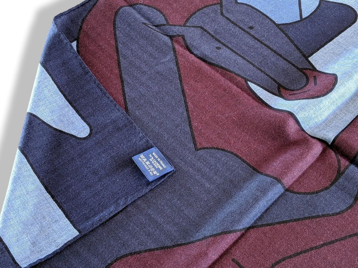 Hermes [S12] 2019 Blue Chiné Navy Red H BRAZILIAN HORSES by Anne-Margaux Ramstein Cashmere Shawl 140, NWTIB! - poupishop