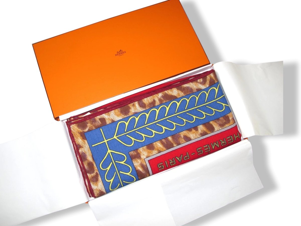Hermes [S17] 2017 Red Jean Blue Burgundy SELLE D'OFFICIER EN GRANDE TENUE by Wlodek Kaminski Cashmere Shawl 140, NWTIB! - poupishop