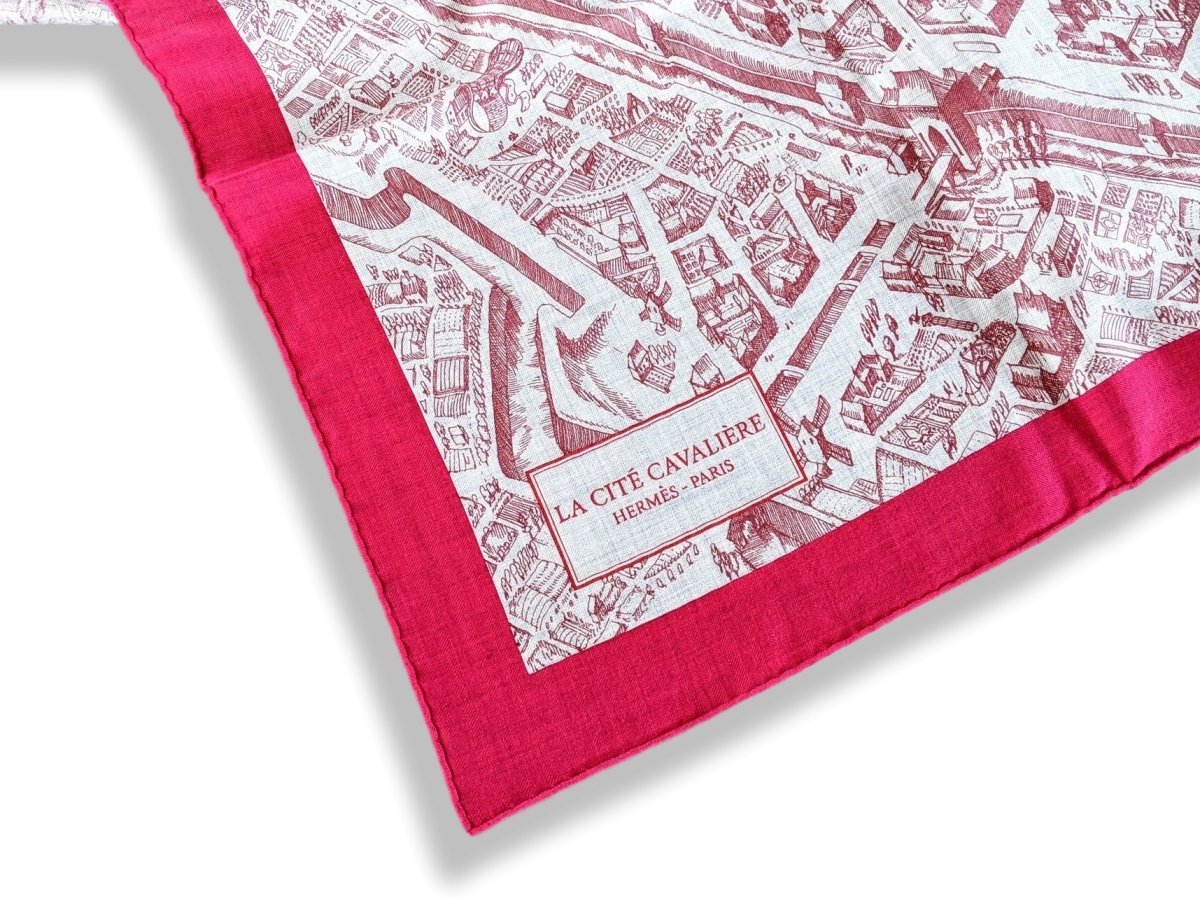 Hermes S18 Fuchsia/Bordeaux/Vert LA CITE CAVALIERE by Octave Marsal Cashmere Shawl 140, BNWTIB! - poupishop