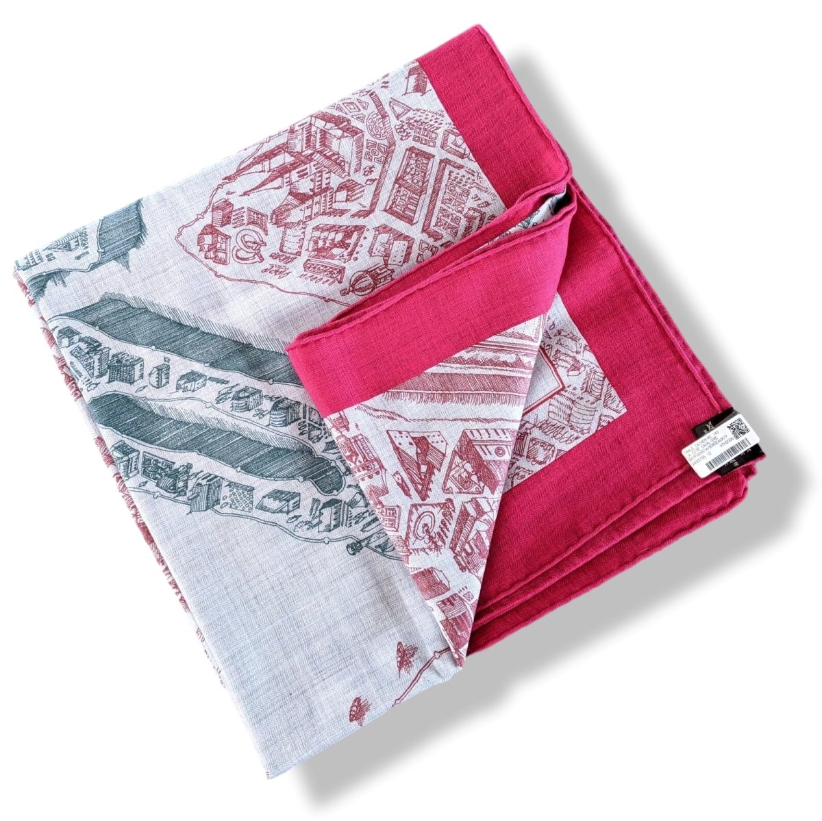 Hermes S18 Fuchsia/Bordeaux/Vert LA CITE CAVALIERE by Octave Marsal Cashmere Shawl 140, BNWTIB! - poupishop