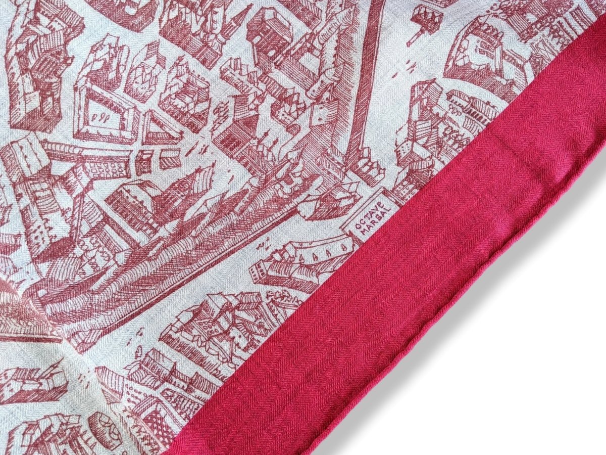 Hermes S18 Fuchsia/Bordeaux/Vert LA CITE CAVALIERE by Octave Marsal Cashmere Shawl 140, BNWTIB! - poupishop