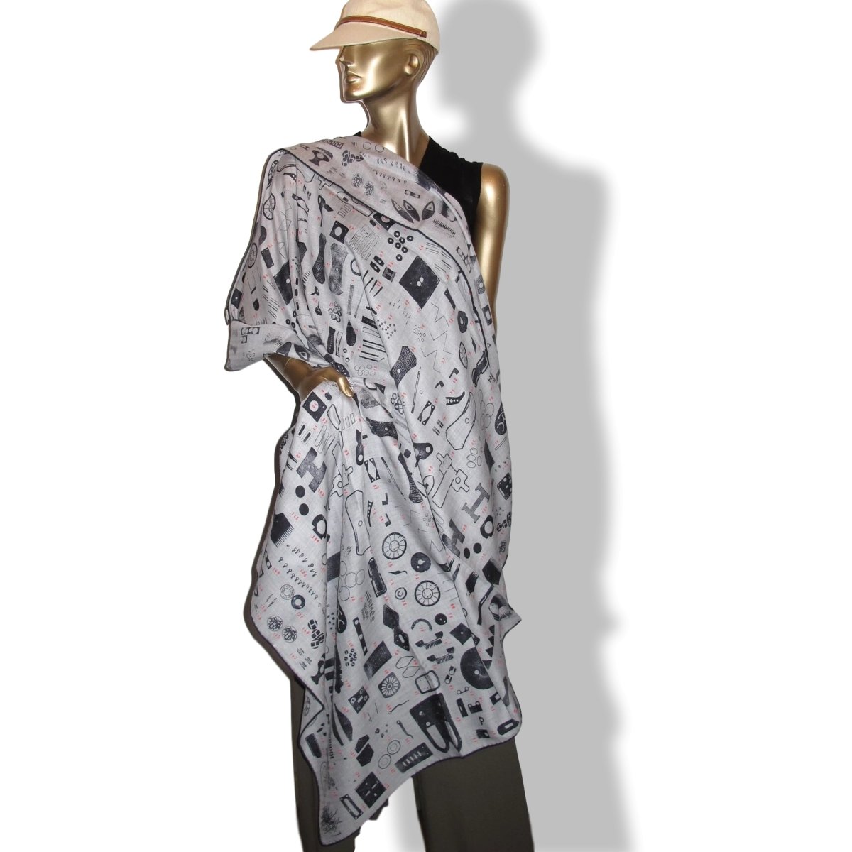 Hermes [S19] 2019 Anthracite Gris Chine Corail TAMPONNABLE REMIX by Gianpaolo Pagni Cashmere Shawl 140, NWTIB! - poupishop