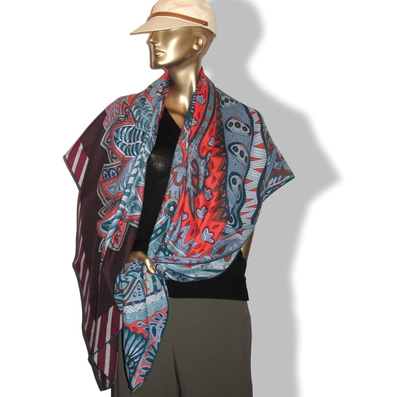 Hermès Le Jardin de la Maharani Cashmere Silk Shawl 140cm
