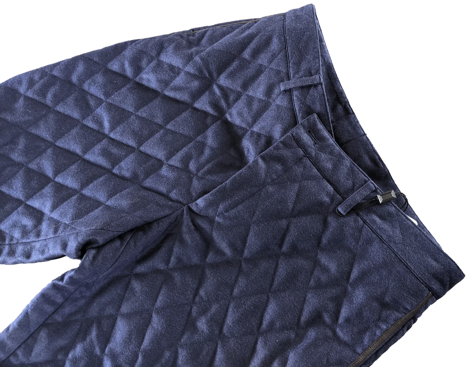Produits Hermes Bleu Pilote "Saint Germain" Pantalon Laine Matelasse Quilted Wool Men's Pants Sz44