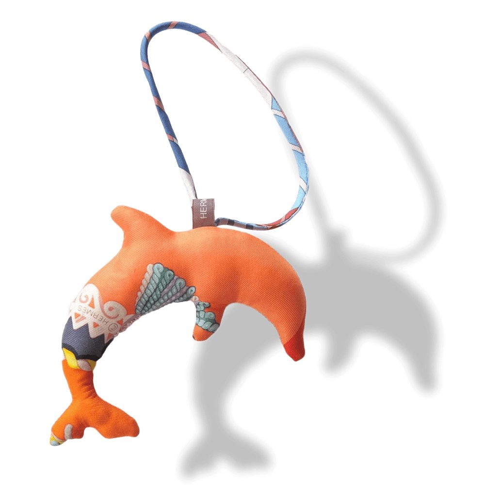 Hermes Salmon Green Anthracite Dolphin Petit H Silk Bridle Bag Charm PM, NIB! - poupishop
