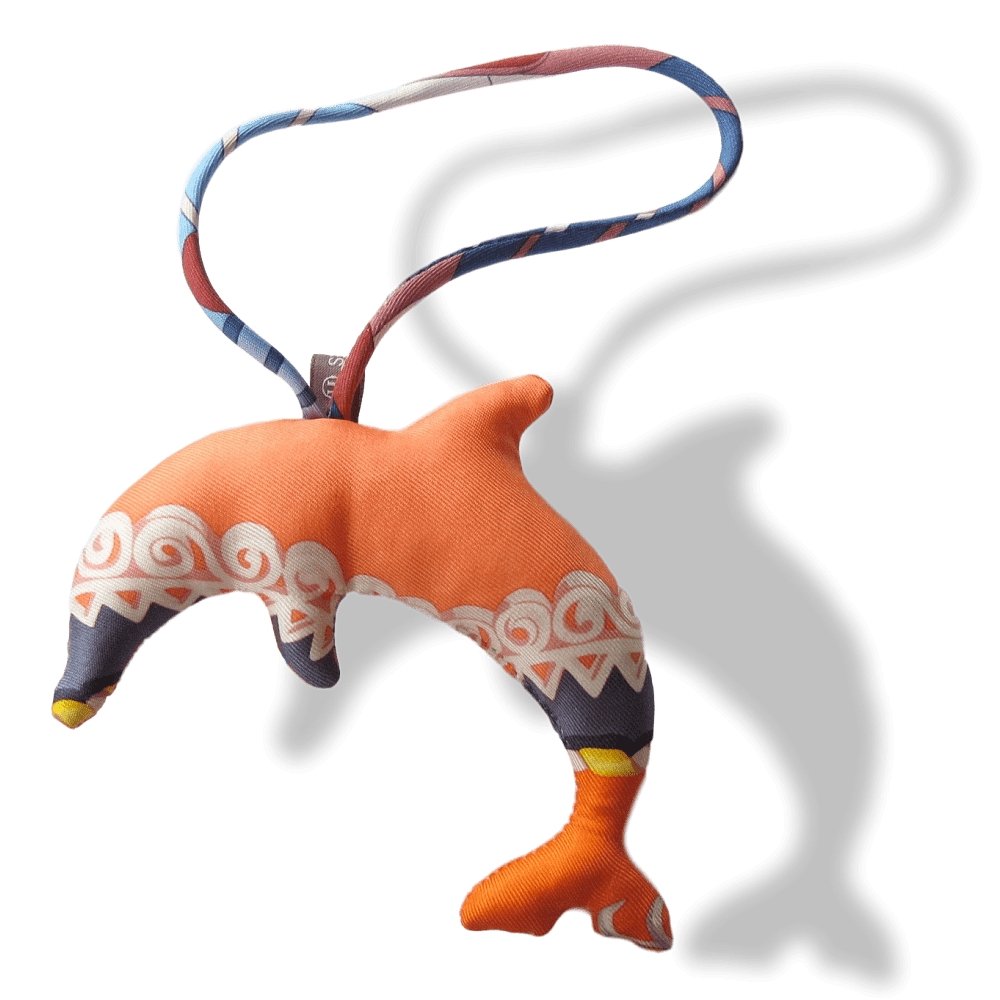Hermes Salmon Green Anthracite Dolphin Petit H Silk Bridle Bag Charm PM, NIB! - poupishop