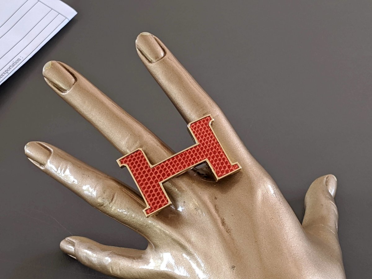 Hermes Sanguine/Plated Gold MINI CONSTANCE MARQUETEE LEZARD Buckle 24 mm, New with Pochette and White Box!! - poupishop