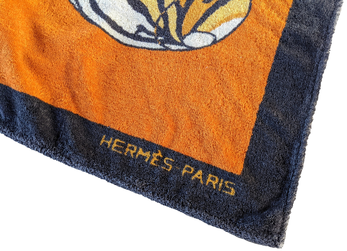 Hermes Vintage Cotton Terry "Seashells" Beach Towel 90 x 150 cm
