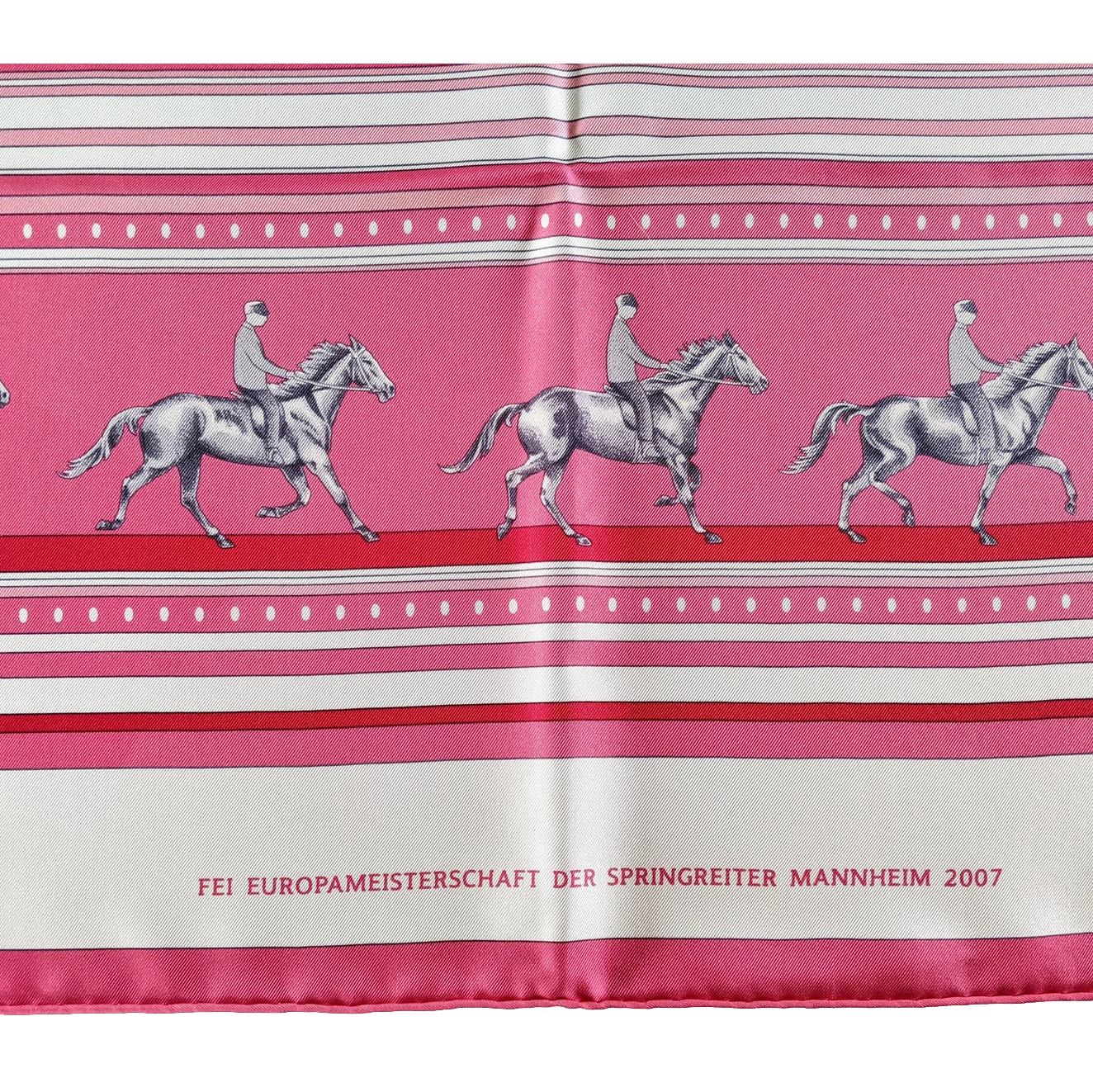 Hermes 2007 Rose/Blanc/Gris Special Issue "Sequence FEI" by Caty Latham Twill 90cm