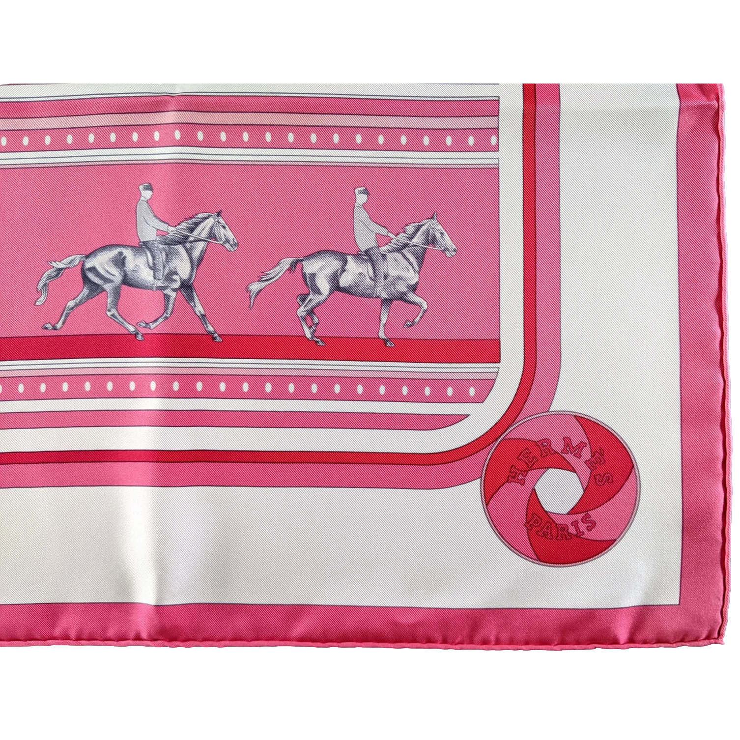 Hermes 2007 Rose/Blanc/Gris Special Issue "Sequence FEI" by Caty Latham Twill 90cm