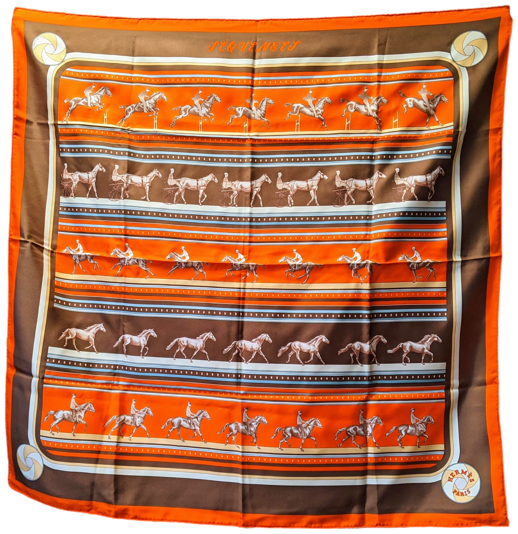 Produits Hermes Rouge "Sequences" Twill Scarf 90 x 90 cm