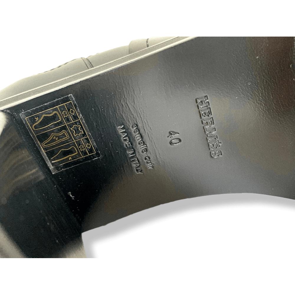 Hermes [SH01] Black Calfskin Leather PUNCHY BOTTINES VEAU Women Shoes, Sz 40, New! - poupishop