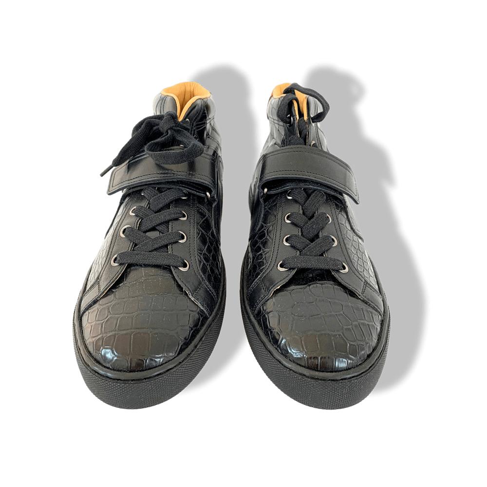 Hermes [SH02] Black Red Crocodile QUANTUM Sneakers Men Shoes, Ret. $7000 Rare, New! - poupishop
