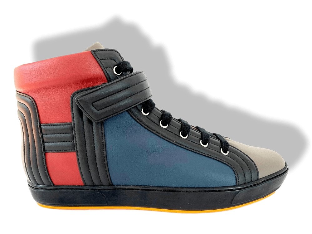 Hermes [SH03] 2015 Mole Prussia Red Black Veau LIONS High Top Sneakers Men Shoes, New in Box!! - poupishop