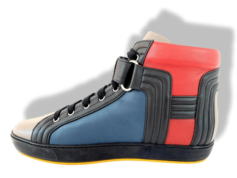 Hermes [SH03] 2015 Mole Prussia Red Black Veau LIONS High Top Sneakers Men Shoes, New in Box!! - poupishop