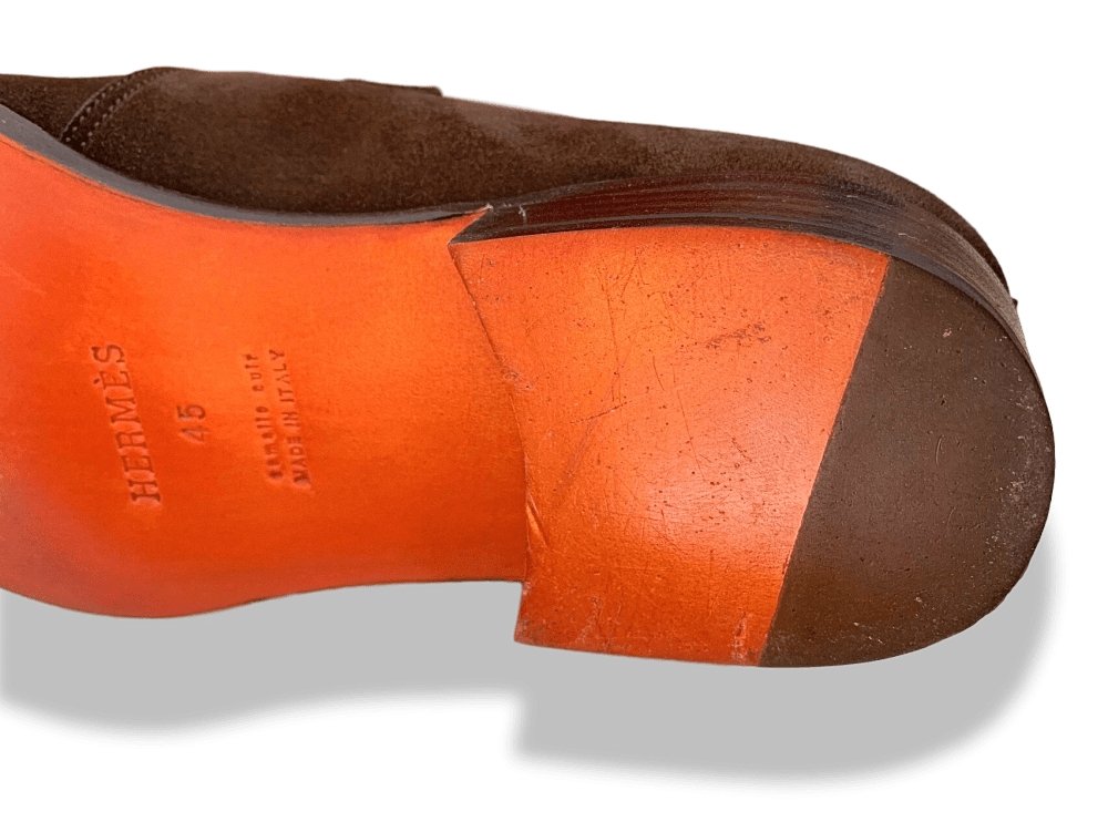 Hermes [SH04] Brown Suede NORRIS DERBY Men Shoes Sz45, New with Dustbags, Smart! - poupishop