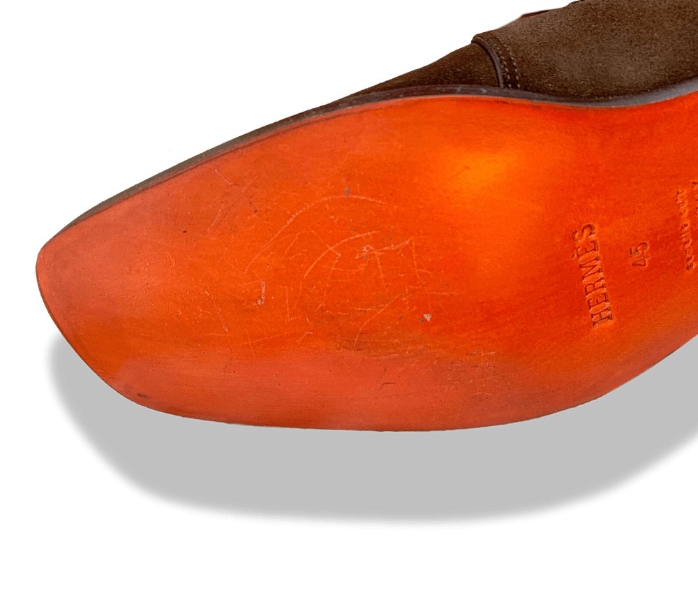 Hermes [SH04] Brown Suede NORRIS DERBY Men Shoes Sz45, New with Dustbags, Smart! - poupishop