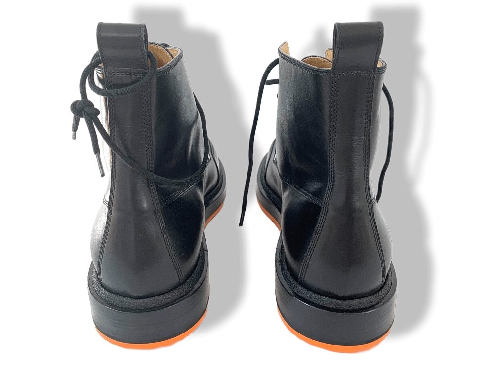 Hermes [SH05] Black Leather and Orange Sole Lace Up Ankle  display picture 1