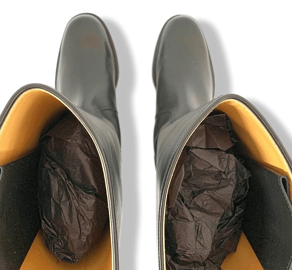 Hermes [SH06] Black Distressed Leather Men Tall Boots Sz 42, New with Dustbags in Box! - poupishop