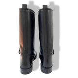Hermes [SH06] Black Distressed Leather Men Tall Boots Sz 42, New with Dustbags in Box! - poupishop