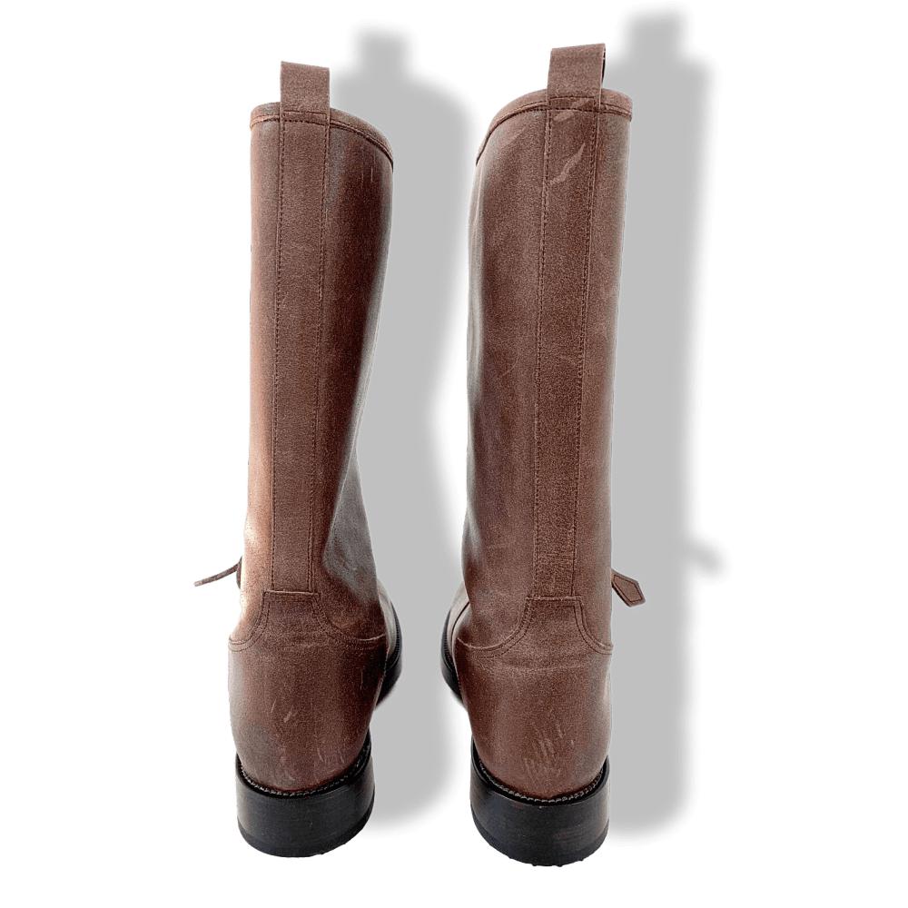 Hermes [SH08] Brown Distressed Leather Men Boots Lined with Shearling Sheep Sz 44, New with Dustbags in Box! - poupishop
