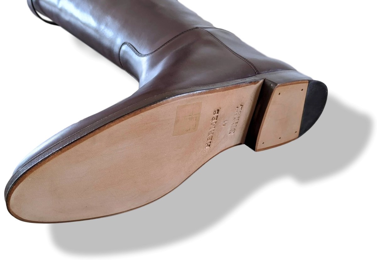 Hermes [SH09] Chocolat Calfskin Leather Women's JUMPING Equistrian Style Boots Sz 41, BNIB - poupishop