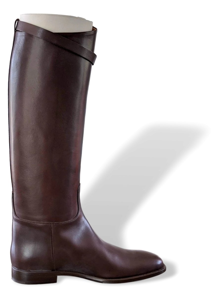 Hermes [SH09] Chocolat Calfskin Leather Women's JUMPING Equistrian Style Boots Sz 41, BNIB - poupishop