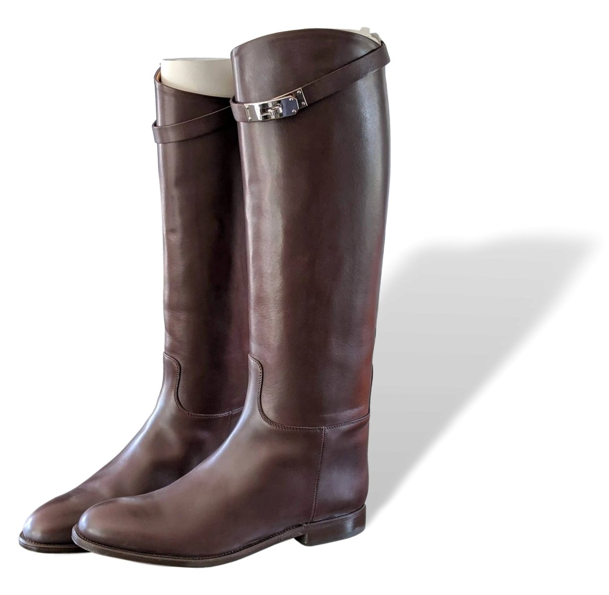 Hermes [SH09] Chocolat Calfskin Leather Women's JUMPING Equistrian Style Boots Sz 41, BNIB - poupishop