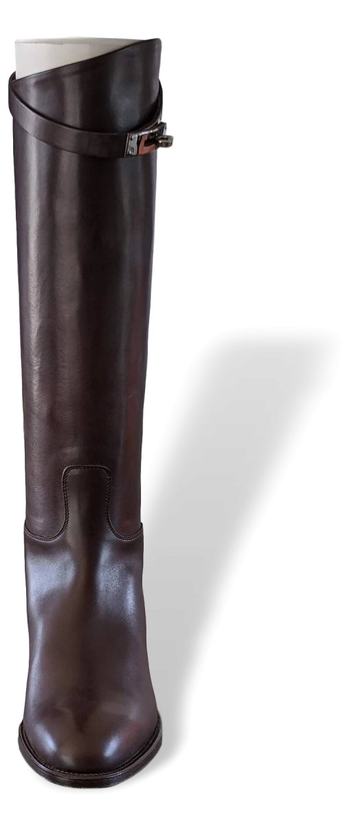 Hermes [SH09] Chocolat Calfskin Leather Women's JUMPING Equistrian Style Boots Sz 41, BNIB - poupishop