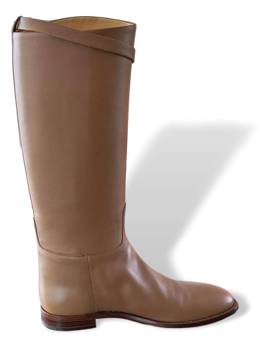 Hermes [SH10] Tabac Calfskin Leather Women's JUMPING Equistrian Style Boots Tige Large Sz 40.5, BNIB - poupishop