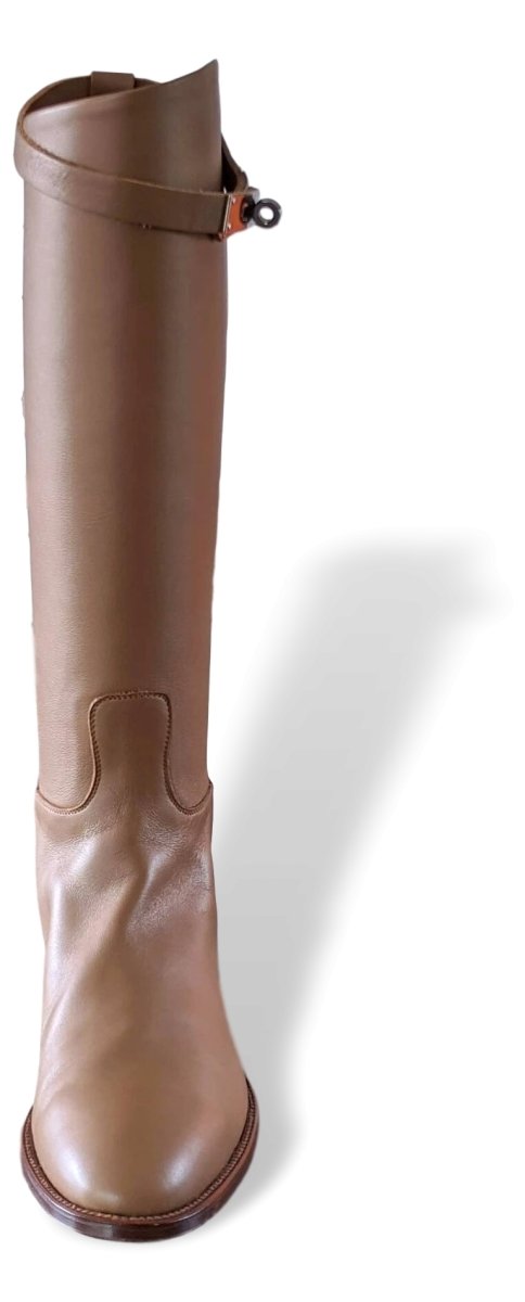 Hermes [SH10] Tabac Calfskin Leather Women's JUMPING Equistrian Style Boots Tige Large Sz 40.5, BNIB - poupishop