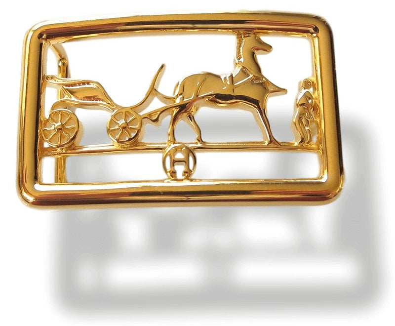Hermes Shiny Plated Gold Caleche Buckle PM 24 mm, New! - poupishop