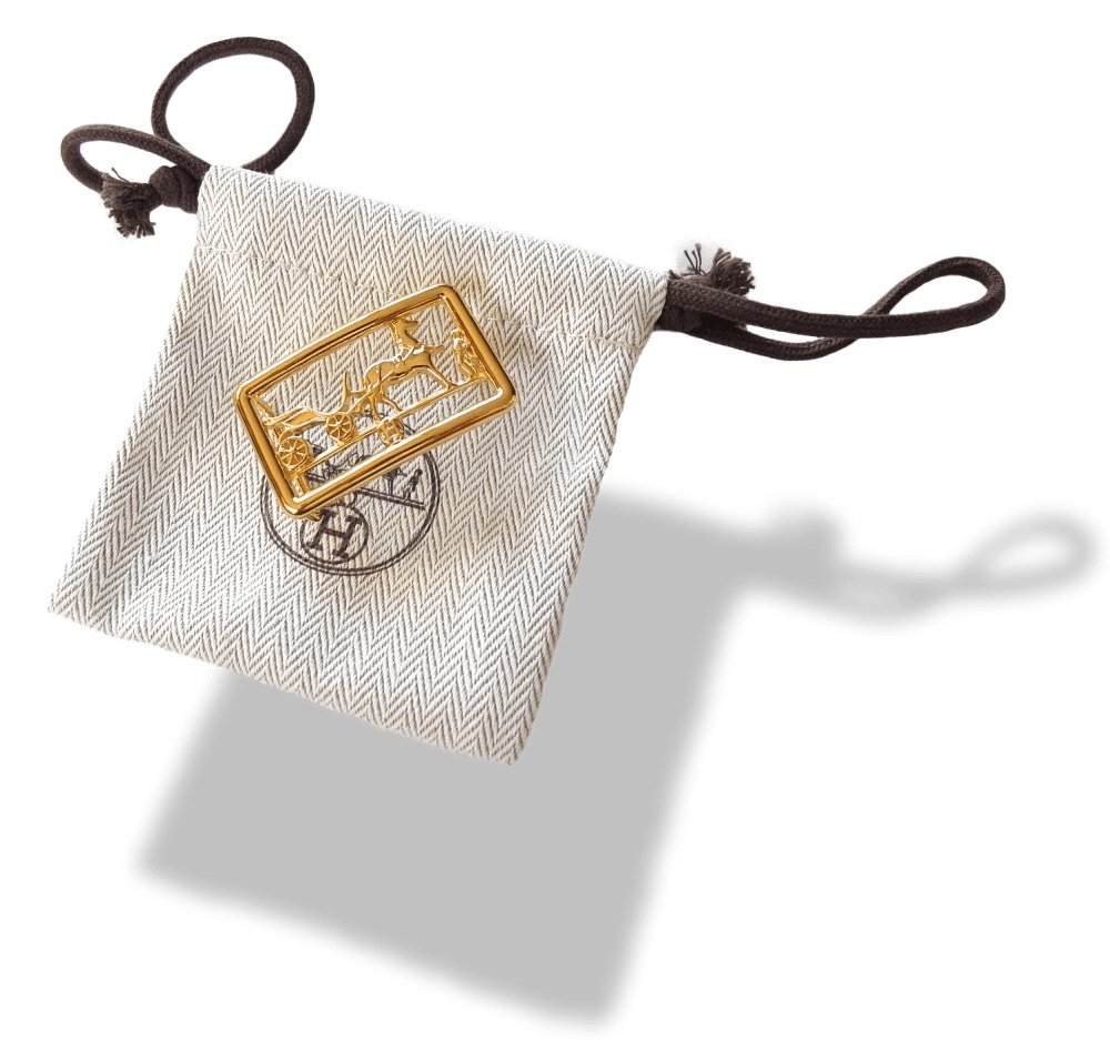 Hermes Shiny Plated Gold Caleche Buckle PM 24 mm, New! - poupishop