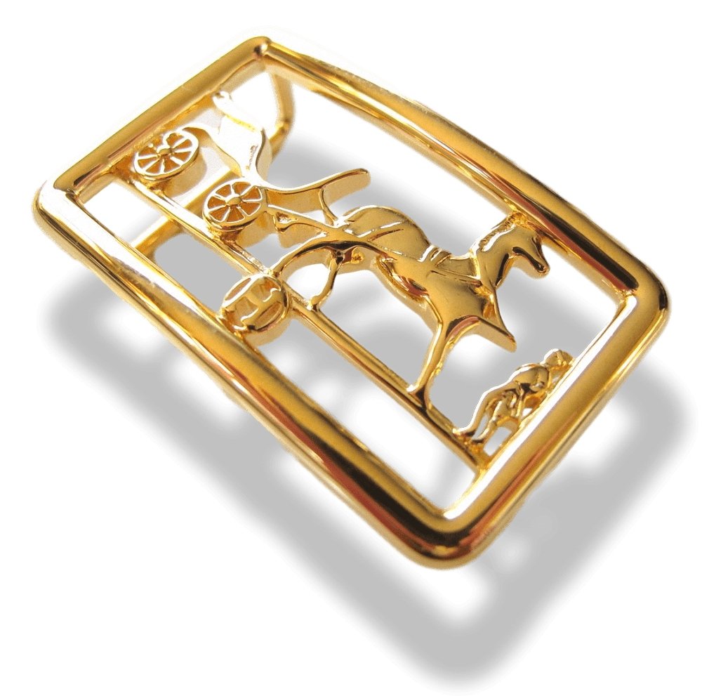 Hermes Shiny Plated Gold Caleche Buckle PM 24 mm, New! - poupishop