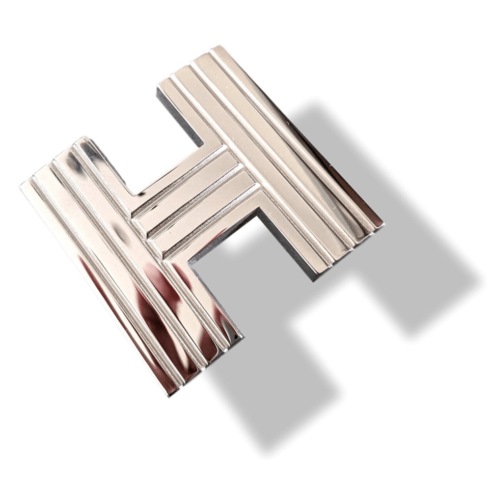 Hermes Shiny Silver H STRIEE Belt Buckle 32 mm, New in Orange Pochette! - poupishop