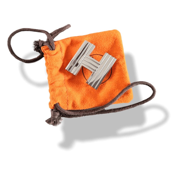 Hermes Shiny Silver H STRIEE Belt Buckle 32 mm, New in Orange Pochette! - poupishop