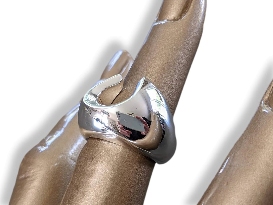 Hermes Shiny Sterling Silver 925 Rodeo Ring TGM, Sz 54, New! - poupishop