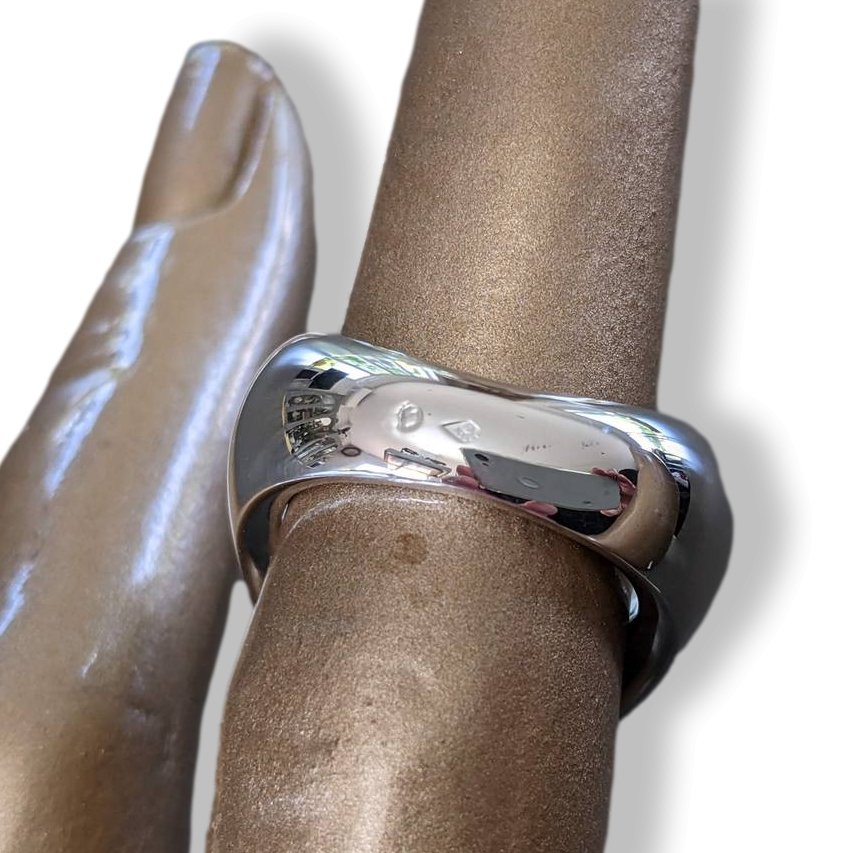Hermes Shiny Sterling Silver 925 Rodeo Ring TGM, Sz 54, New! - poupishop