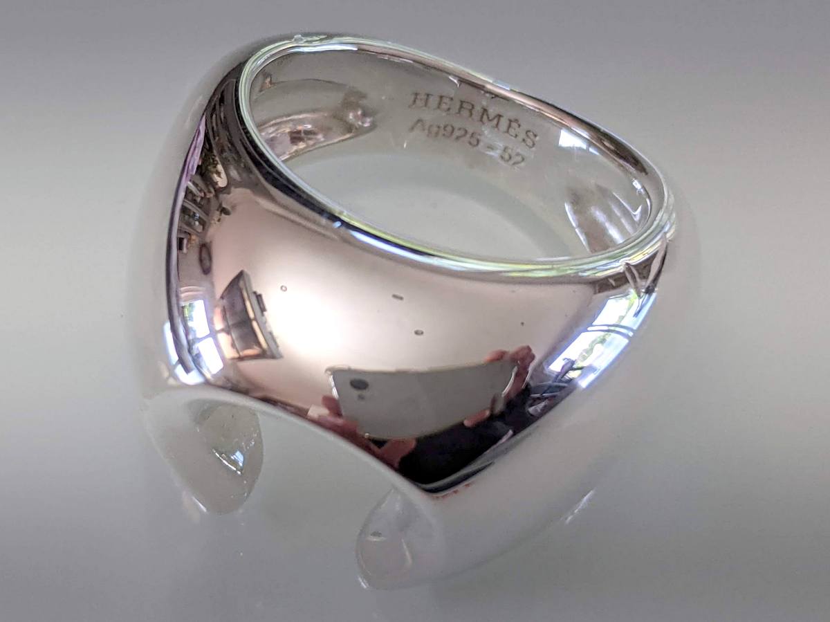 Hermes Shiny Sterling Silver 925 Rodeo Ring TGM with Tiny Flaw, Sz 52 - poupishop