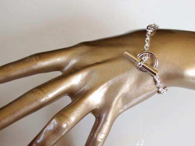 Hermes Shiny Sterling Silver Farandole Unisex Bracelet LG, NIB! - poupishop